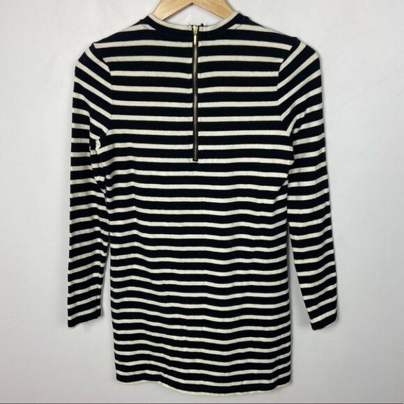 Forever21 Black White Striped Cotton Mini Dress Size Small Cotton Long Sleeve S - Picture 3 of 8